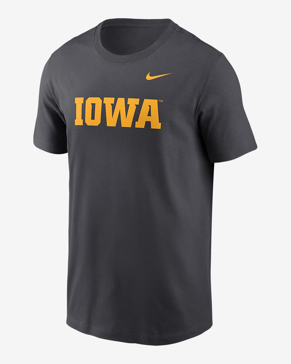 Playera universitaria Nike para hombre Iowa Hawkeyes Primetime Wordmark - Antracita