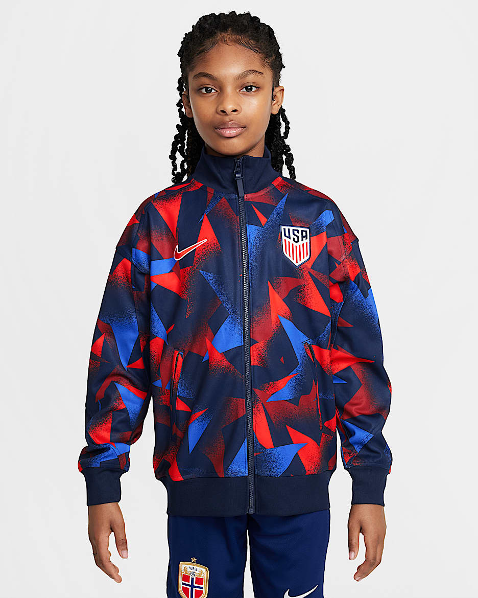 USMNT Academy Pro Big Kids' Nike Dri-FIT Soccer Anthem Jacket - Obsidian/Challenge Red