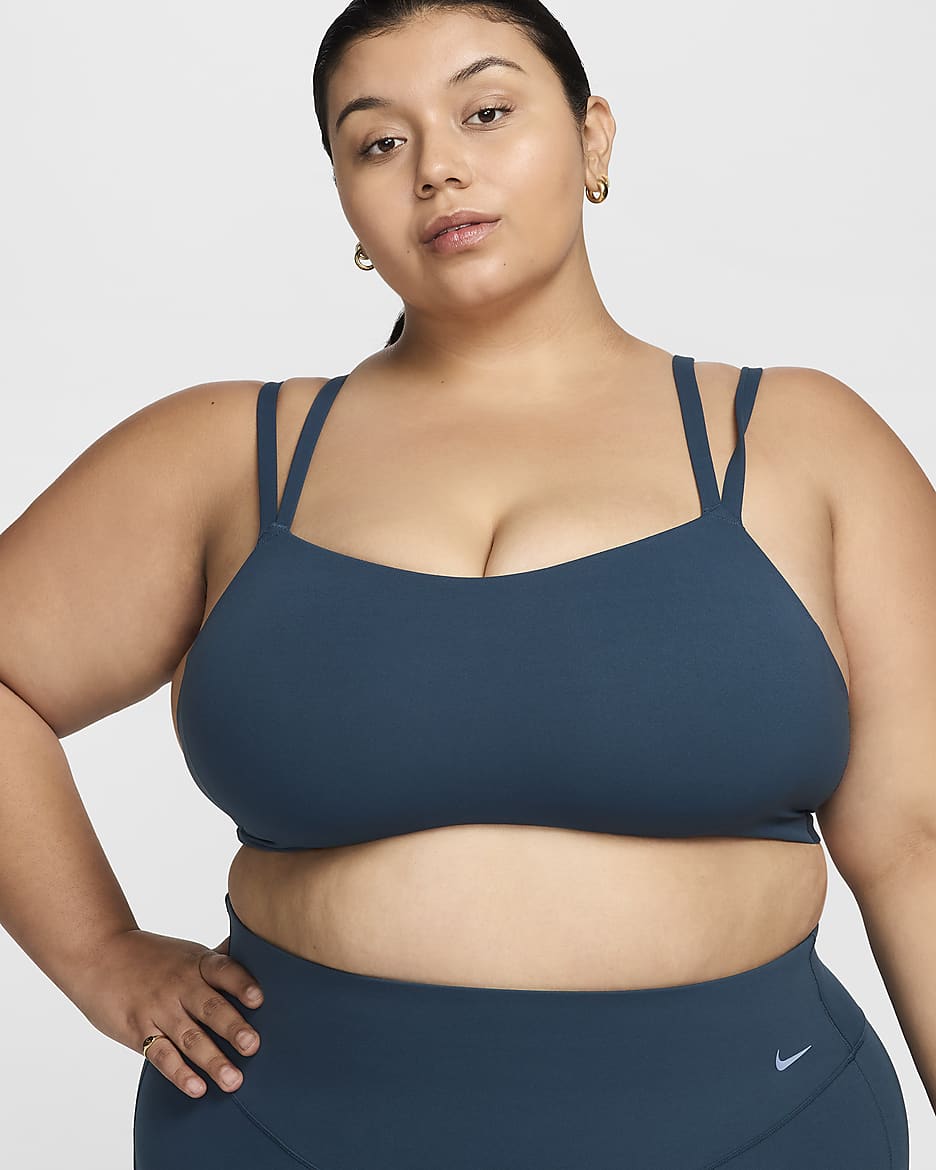 Nike Zenvy Strappy Women's Light-Support Padded Sports Bra (Plus Size) - Armory Navy/White