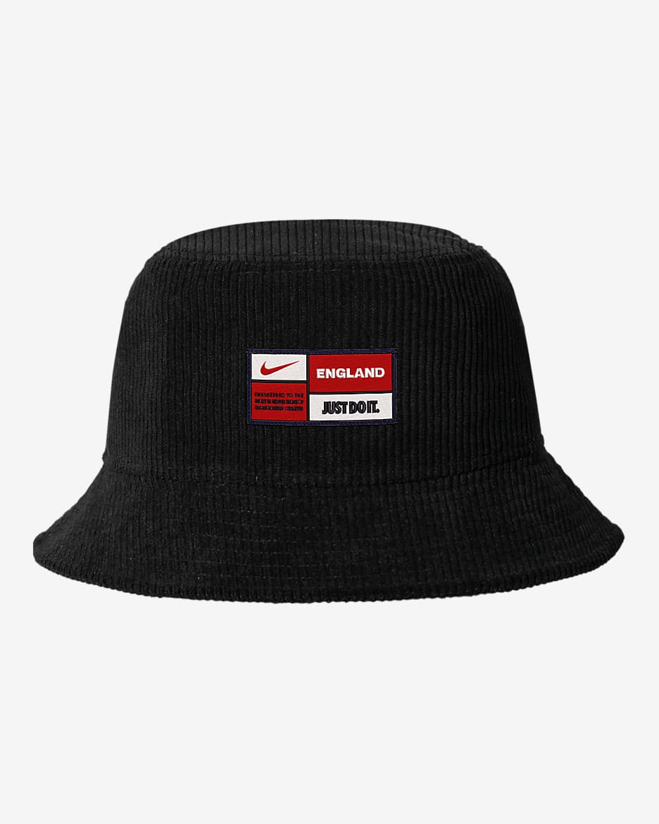 Gorro tipo pescador de fútbol Nike de pana England - Negro