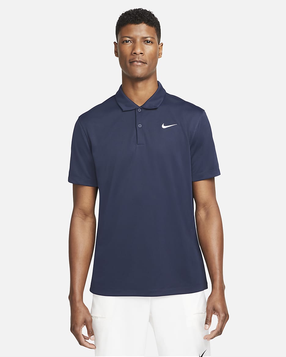 Polo de tennis NikeCourt Dri-FIT pour Homme - Obsidian/Blanc