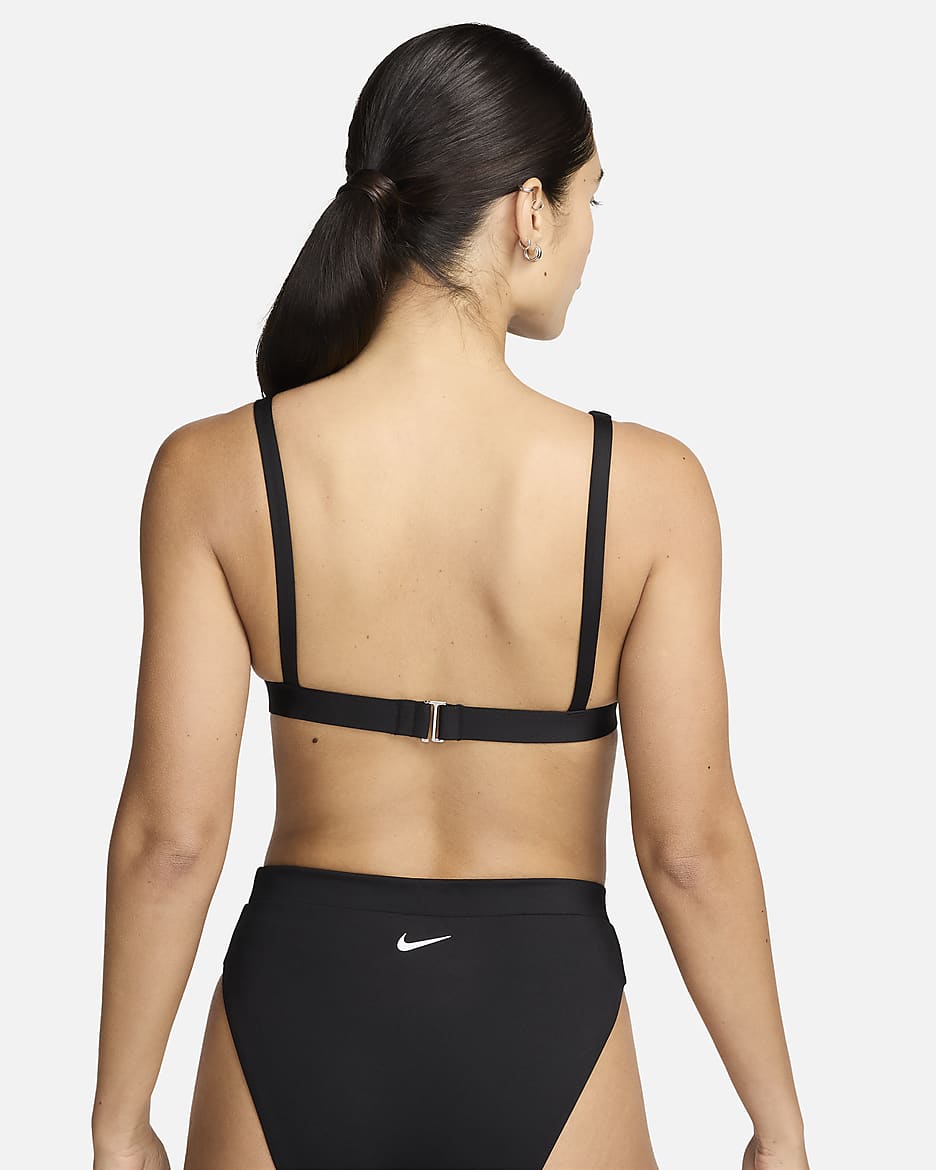 Bikini bralette para mujer Nike Swim Essential - Negro