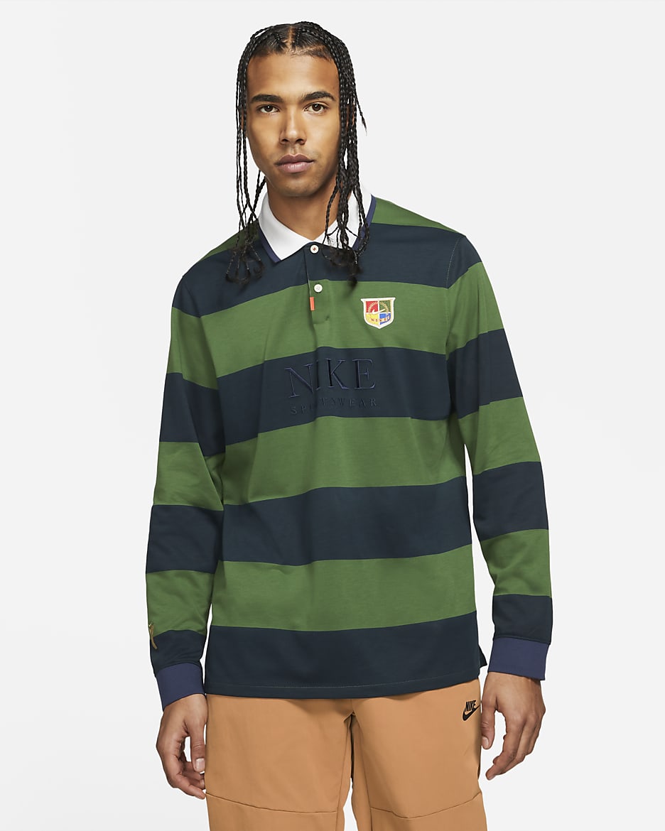 Nike Sportswear Men's Long-Sleeve Polo - Forest Green/Midnight Navy/Midnight Navy