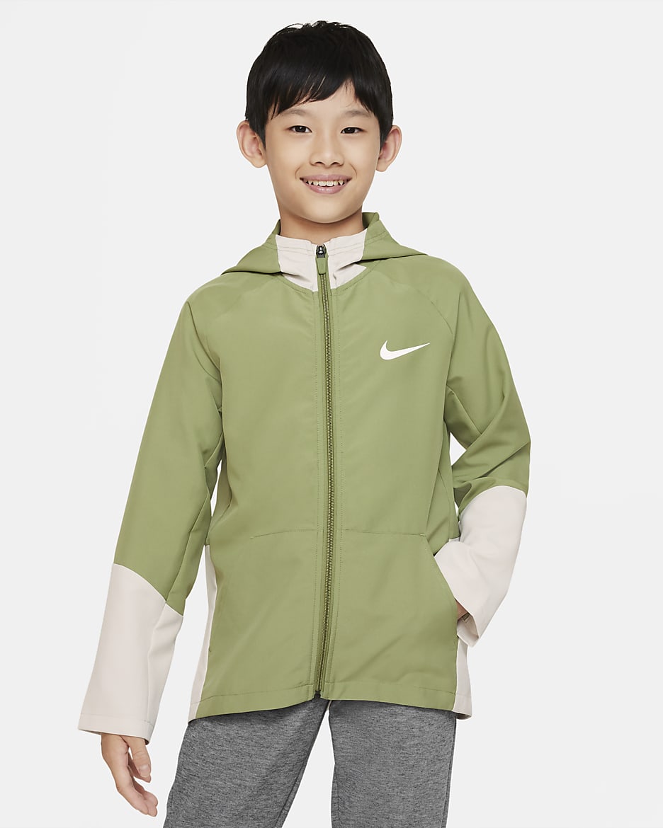 Nike Dri-FIT Big Kids' (Boys') Woven Training Jacket - Alligator/Light Bone/White