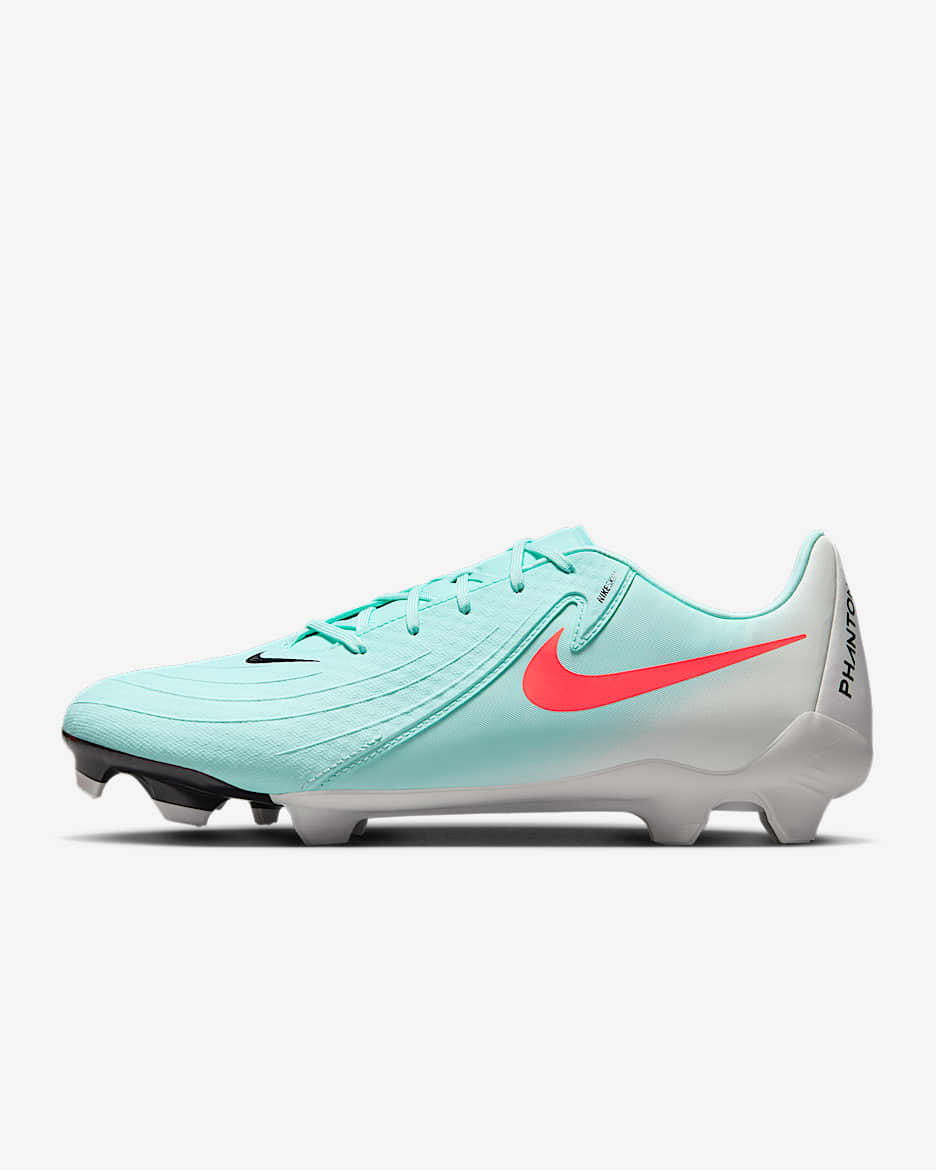 Nike Phantom GX 2 Academy MG fotballsko med lav profil - Mint/Off Noir/Atomic Red