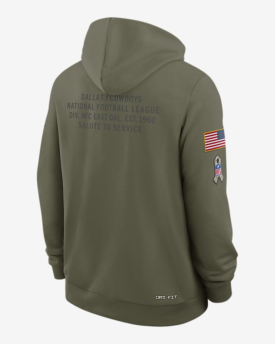 Dallas Cowboys Salute to Service Sideline Dominant Force Men's Nike Dri-FIT NFL Pullover Hoodie