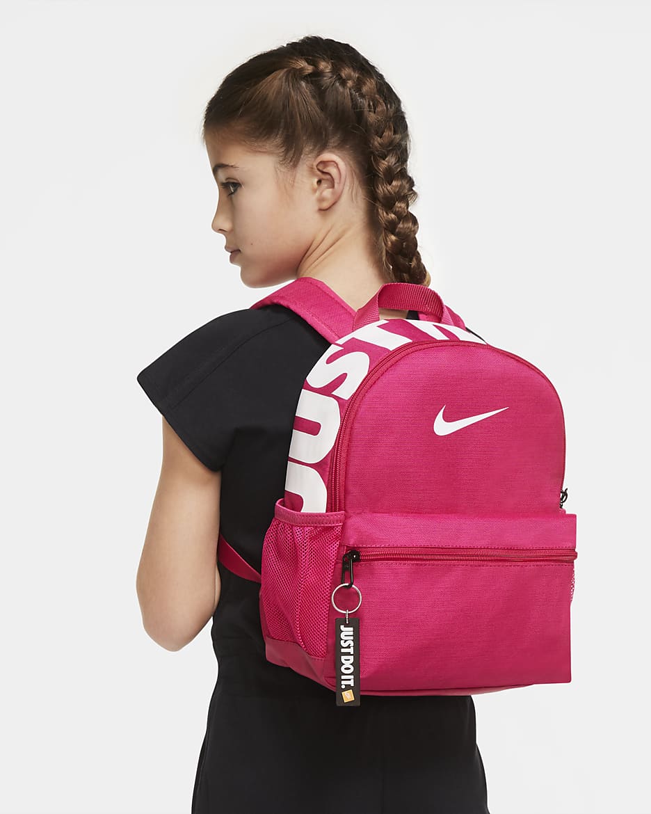 Nike Brasilia JDI Kids' Backpack (Mini) - Fireberry/Fireberry/White