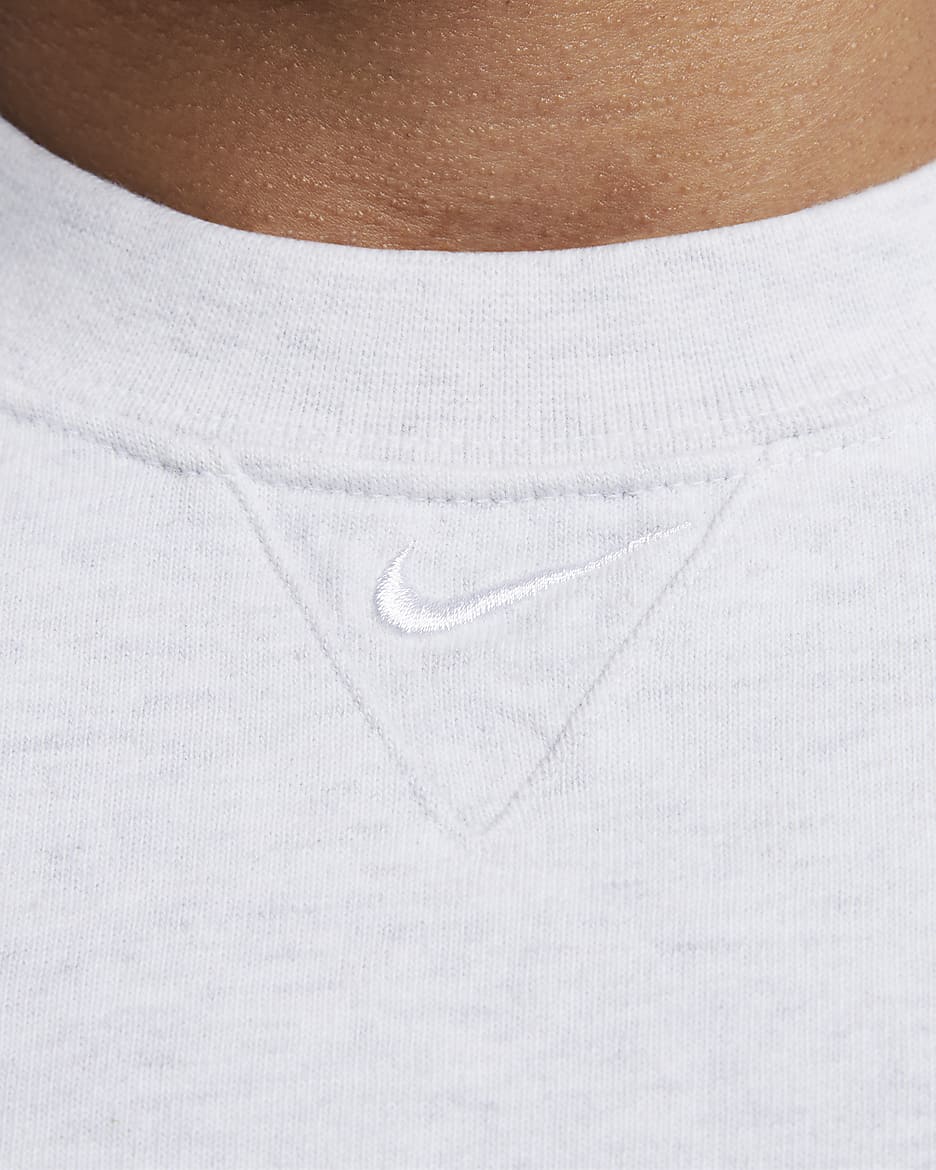 Nike Solo Swoosh zware herentop met korte mouwen - Birch Heather/Wit