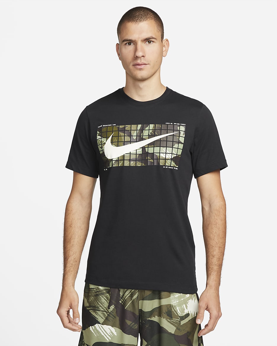 Nike Dri-FIT Men's Camo Fitness T-Shirt - Black
