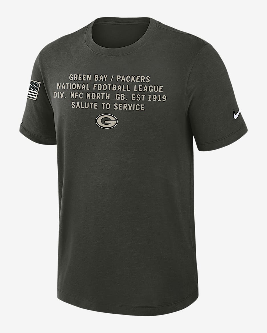 Playera Nike Dri-FIT de la NFL para hombre Green Bay Packers Salute to Service Slub - Verde bosque