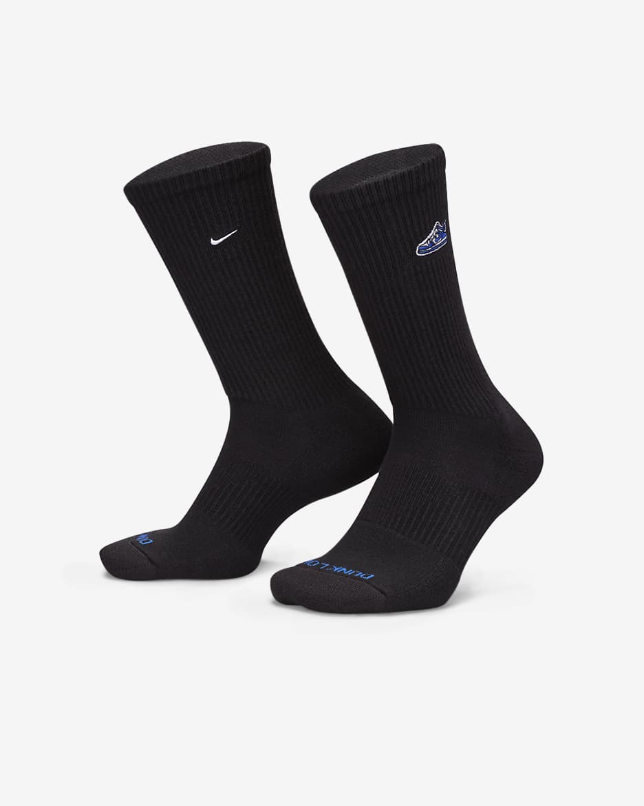 Meias com amortecimento Nike Everyday Plus (1 par) - Preto/Varsity Royal/Branco