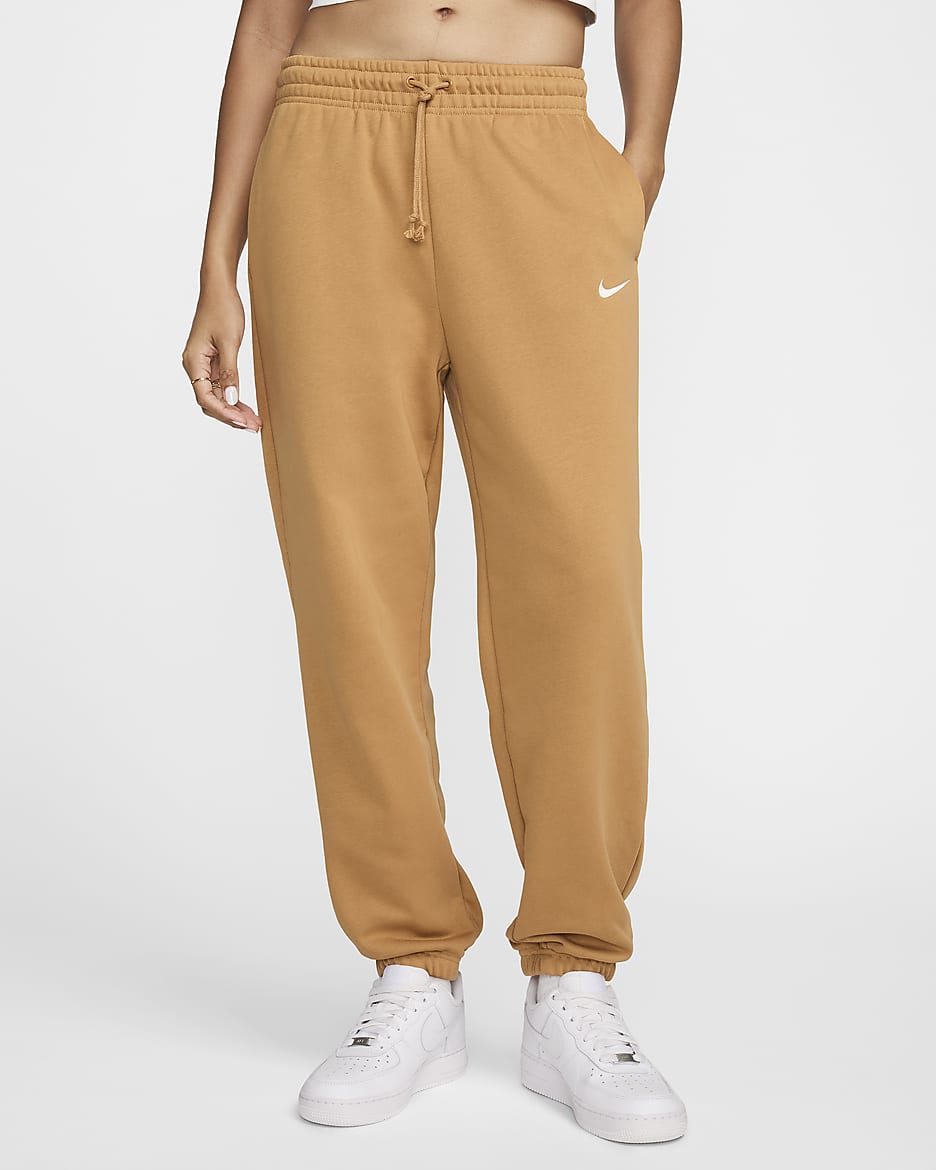 Nike Sportswear Phoenix Fleece Women's High-Waisted Oversized French Terry Tracksuit Bottoms - Flax/Sail