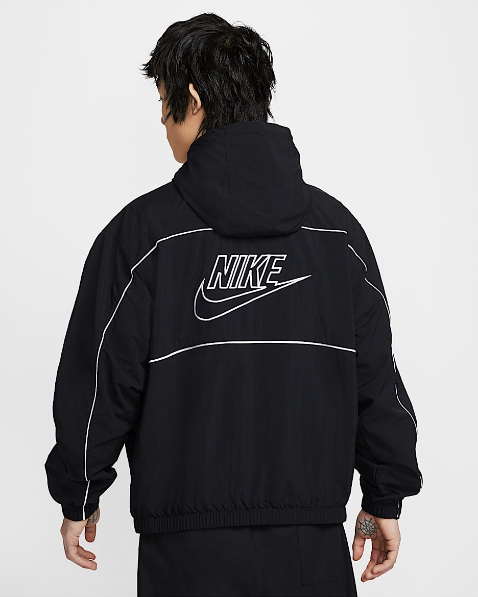 เสื้อแจ็คเก็ตมีฮู้ดผู้ชาย Nike Club - ดำ/ขาว/ขาว