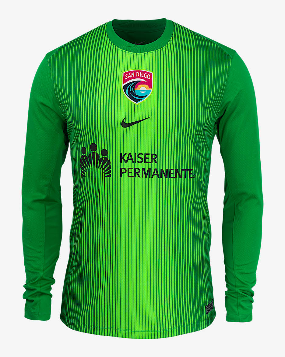 Jersey Nike de la NWSL Replica del San Diego Wave FC portero 2025 Stadium para hombre - Verde strike/Verde estadio