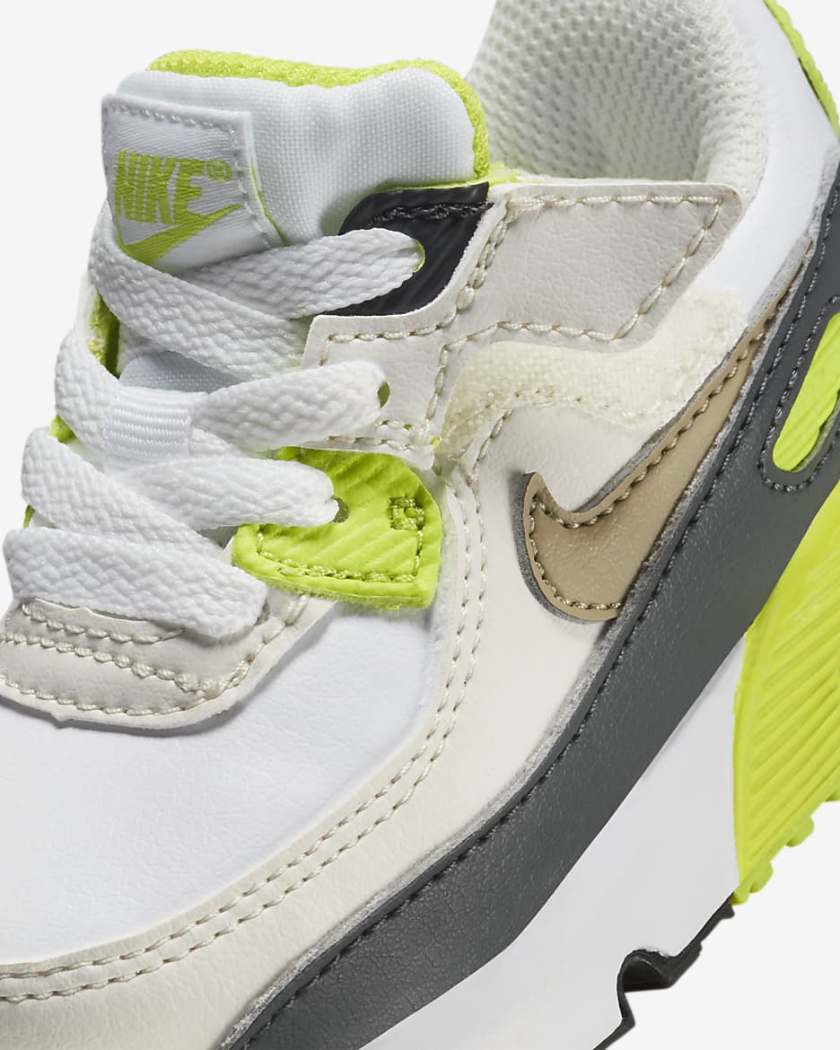 Nike Air Max 90 EasyOn Baby/Toddler Shoes - White/Cyber/Dark Smoke Grey/Khaki