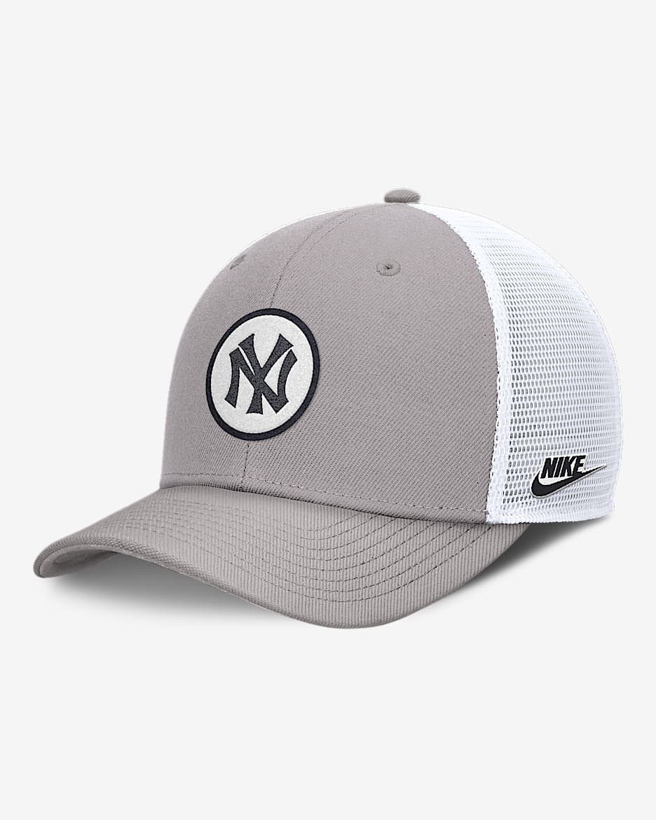 New York Yankees Cooperstown Rise Men's Nike Dri-FIT MLB Trucker Adjustable Hat - Grey