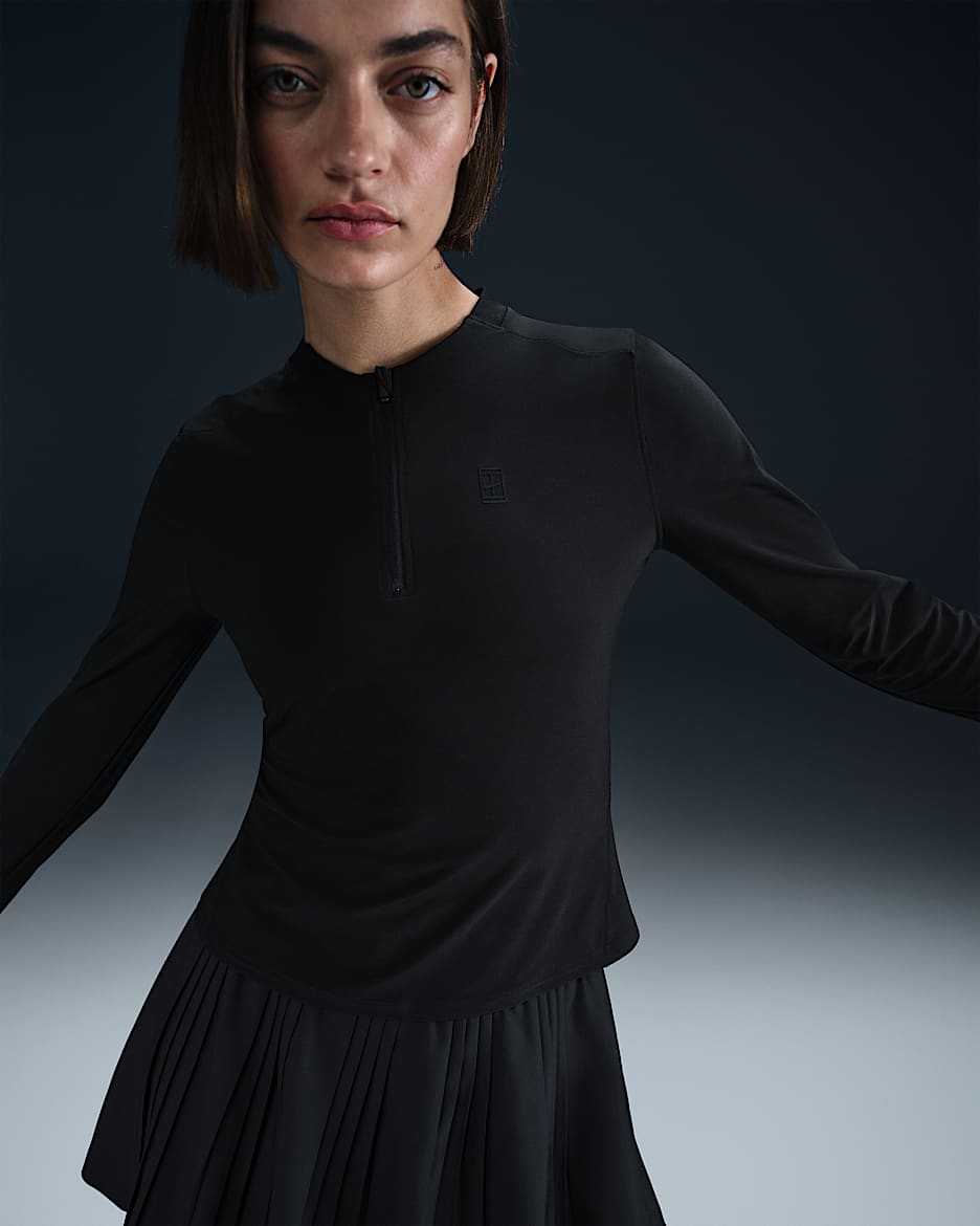 Capo midlayer da tennis Dri-FIT NikeCourt Advantage – Donna - Nero/Nero