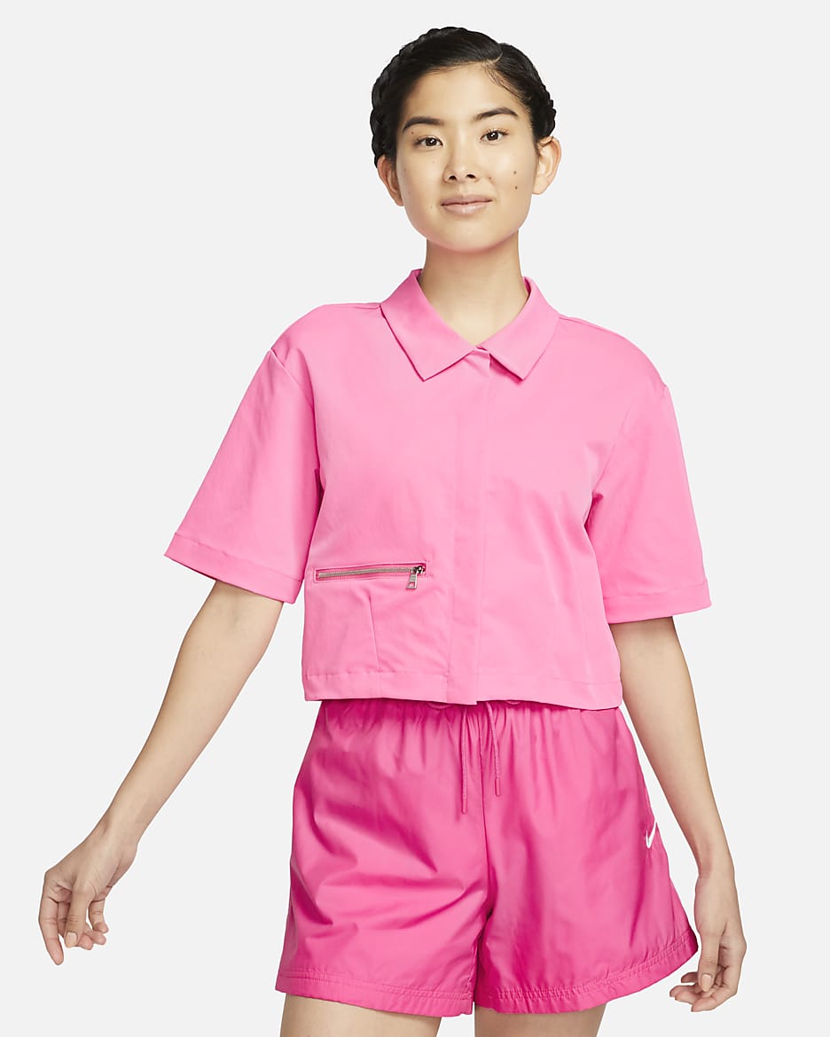 Nike Sportswear Dri-FIT Tech Pack 女款梭織有領衫 - Pink Glow/Pinksicle