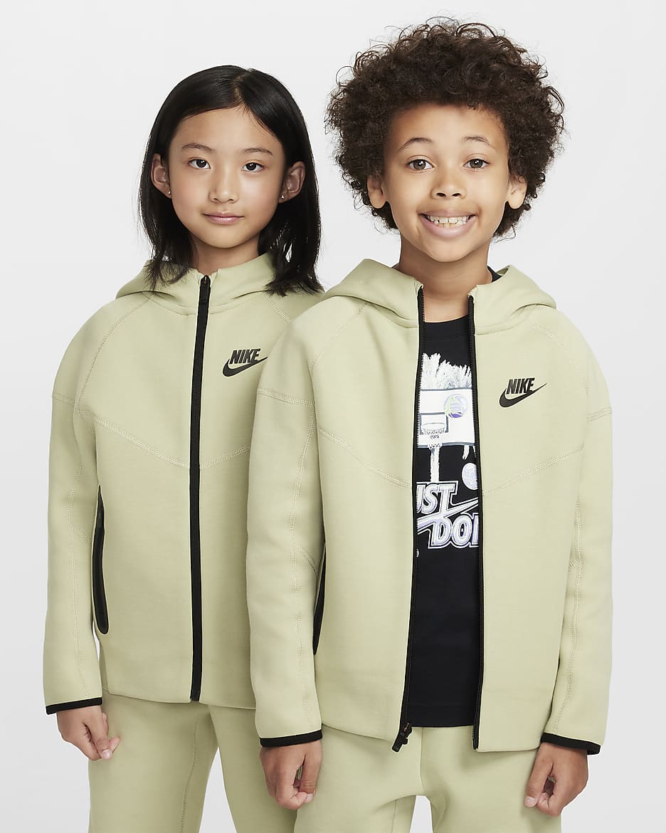 Nike Sportswear Tech Fleece Full-zip Set Younger Kids' 2-Piece Hoodie Set - Olive Aura