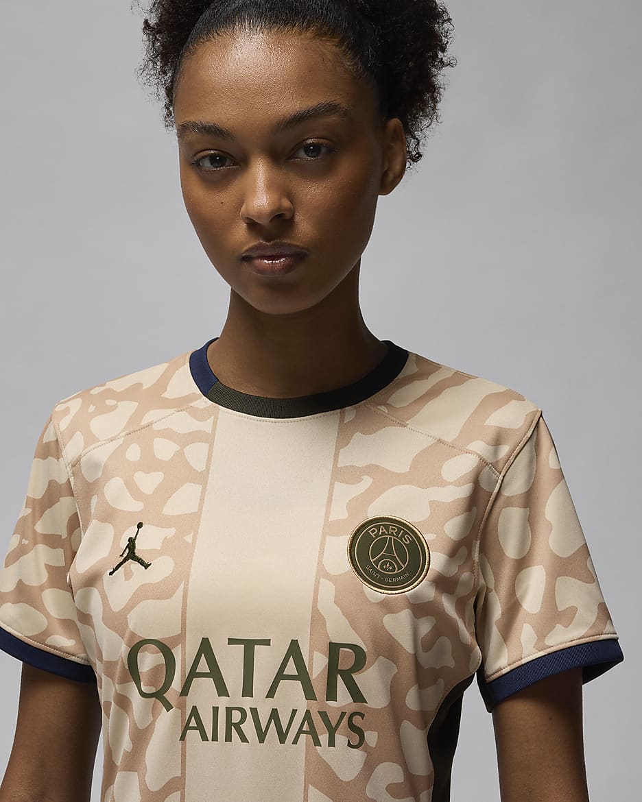 Quarta equipació Stadium París Saint-Germain 2023/24 Samarreta Jordan Dri-FIT rèplica de futbol - Dona - Hemp/Obsidian/Sequoia/Rough Green