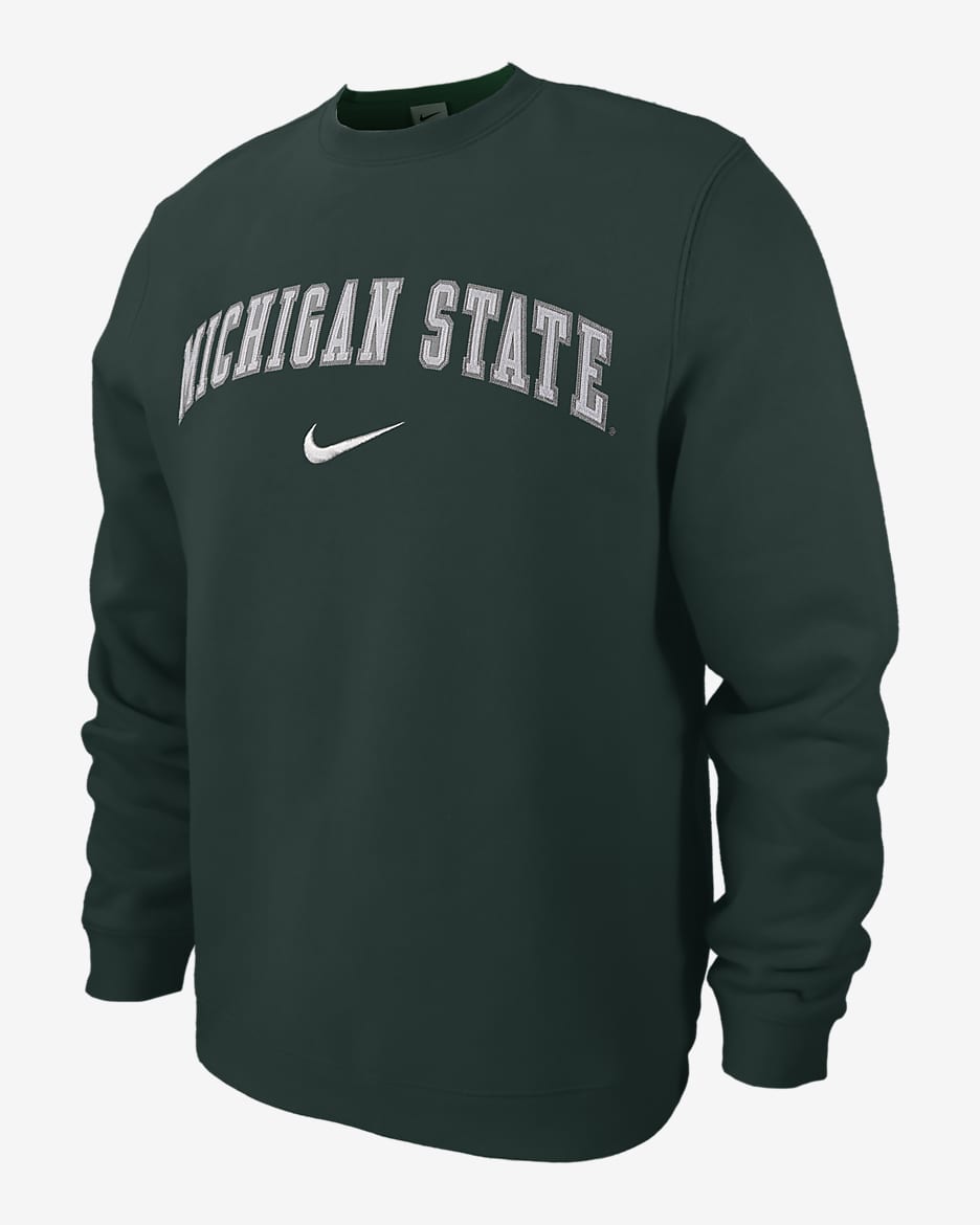 Michigan State Club Fleece Men's Nike College Crew-Neck Sweatshirt - Pro Green