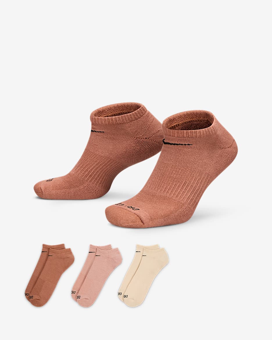 Nike Everyday Plus Cushion Training No-Show Socks (3 Pairs) - Multi-Color