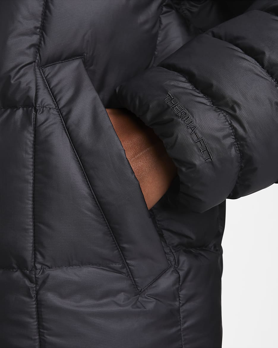 Nike Sportswear Swoosh Puffer PrimaLoft® Jaqueta amb caputxa oversized Therma-FIT - Dona - Negre/Blanc