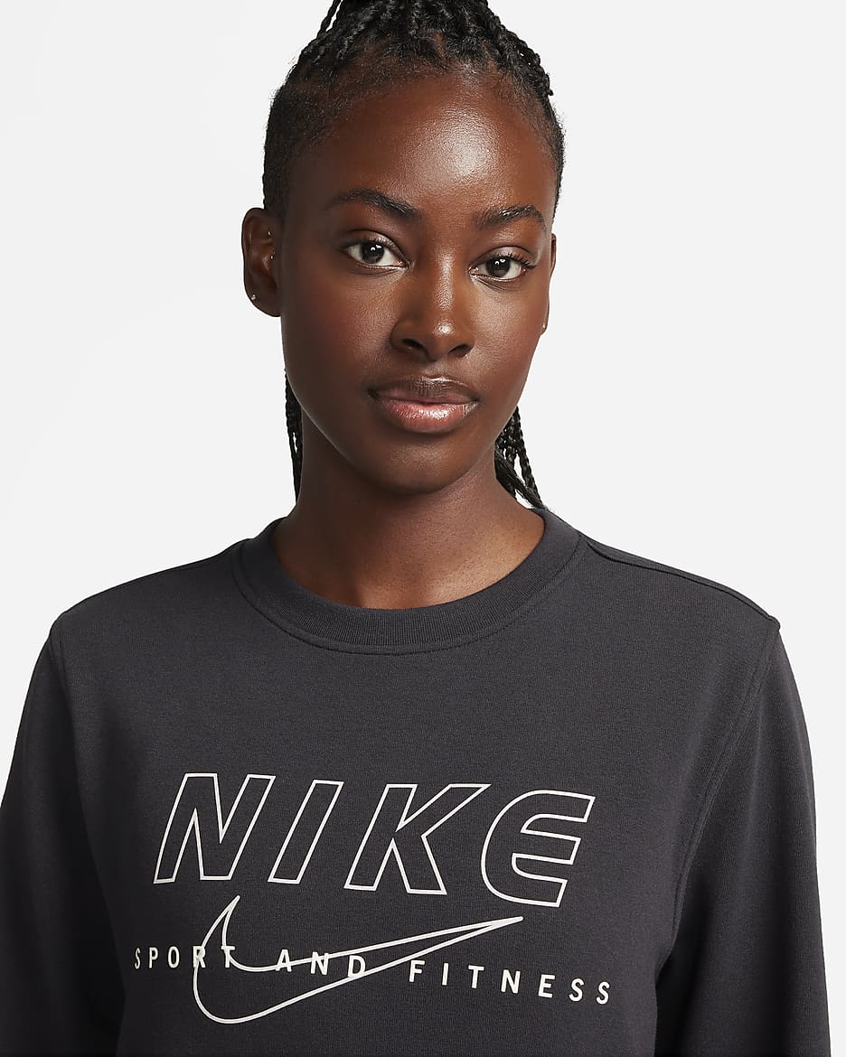 Nike Dri-FIT One Women's Crew-Neck Graphic Sweatshirt - Black/Sea Glass