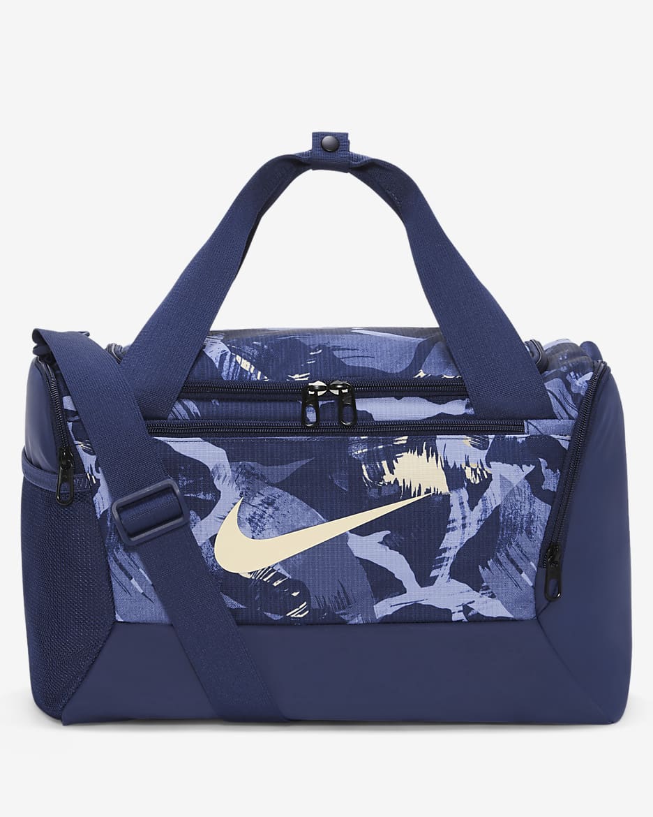 Nike Brasilia Printed Duffel Bag (Extra Small, 25L) - Midnight Navy/Midnight Navy/Pale Vanilla