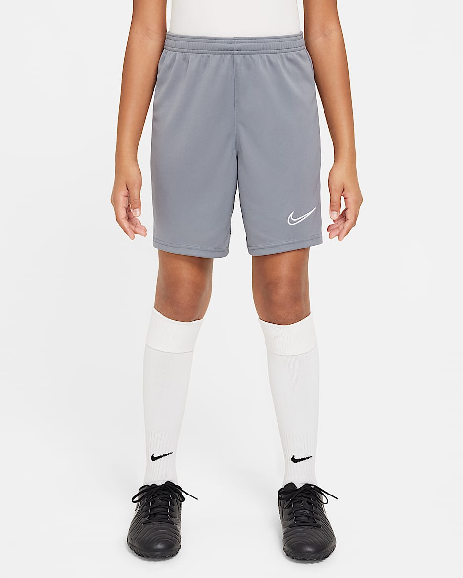 Nike Dri-FIT Academy Big Kids' Knit Soccer Shorts - Smoke Grey/White/Black/White