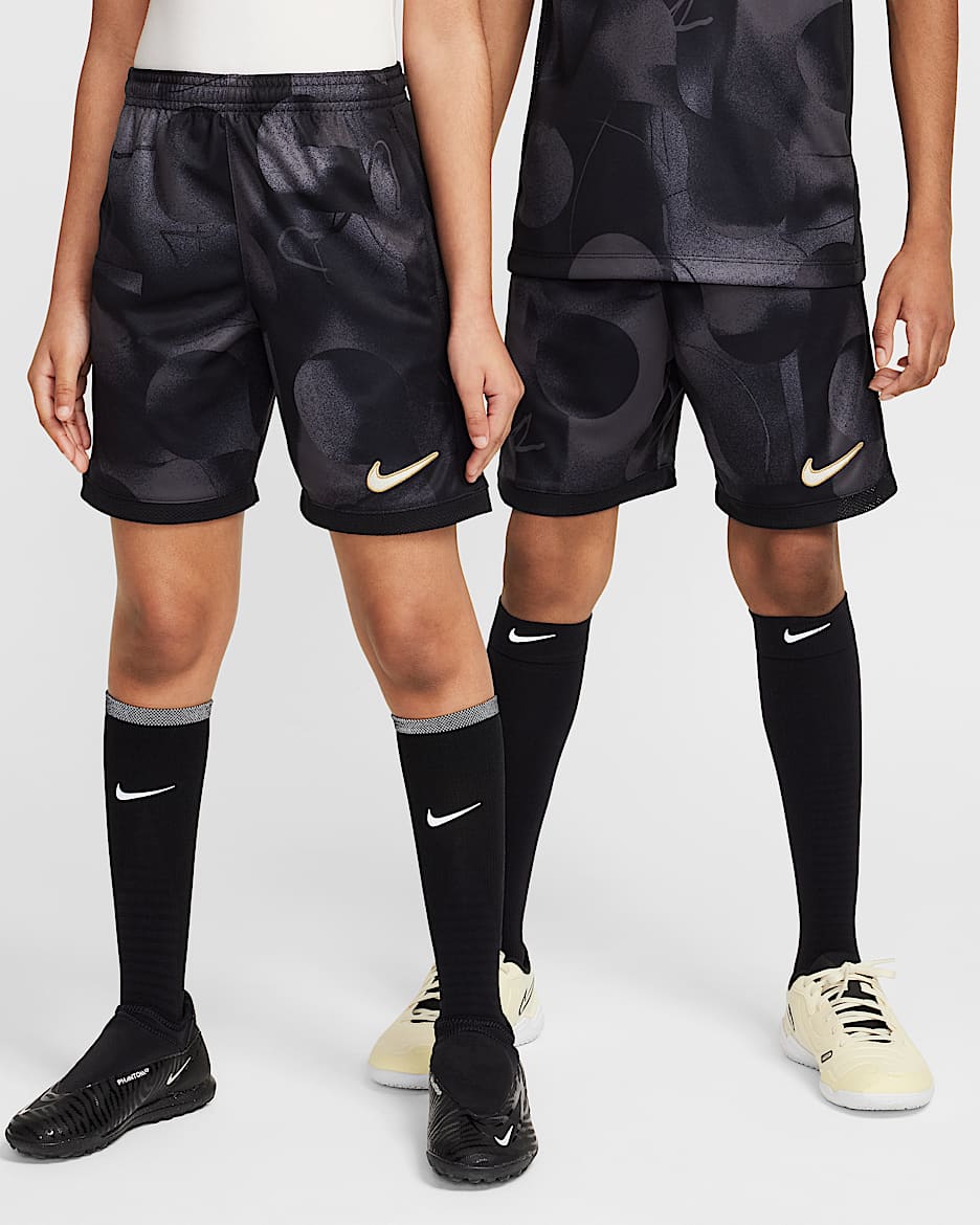 Shorts de fútbol Dri-FIT para niños talla grande Nike Academy+ - Gris oscuro/Negro/Antracita/Marfil pálido