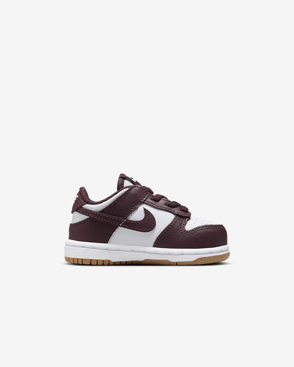 Nike Dunk Low Baby/Toddler Shoes - White/Gum Light Brown/Burgundy Crush