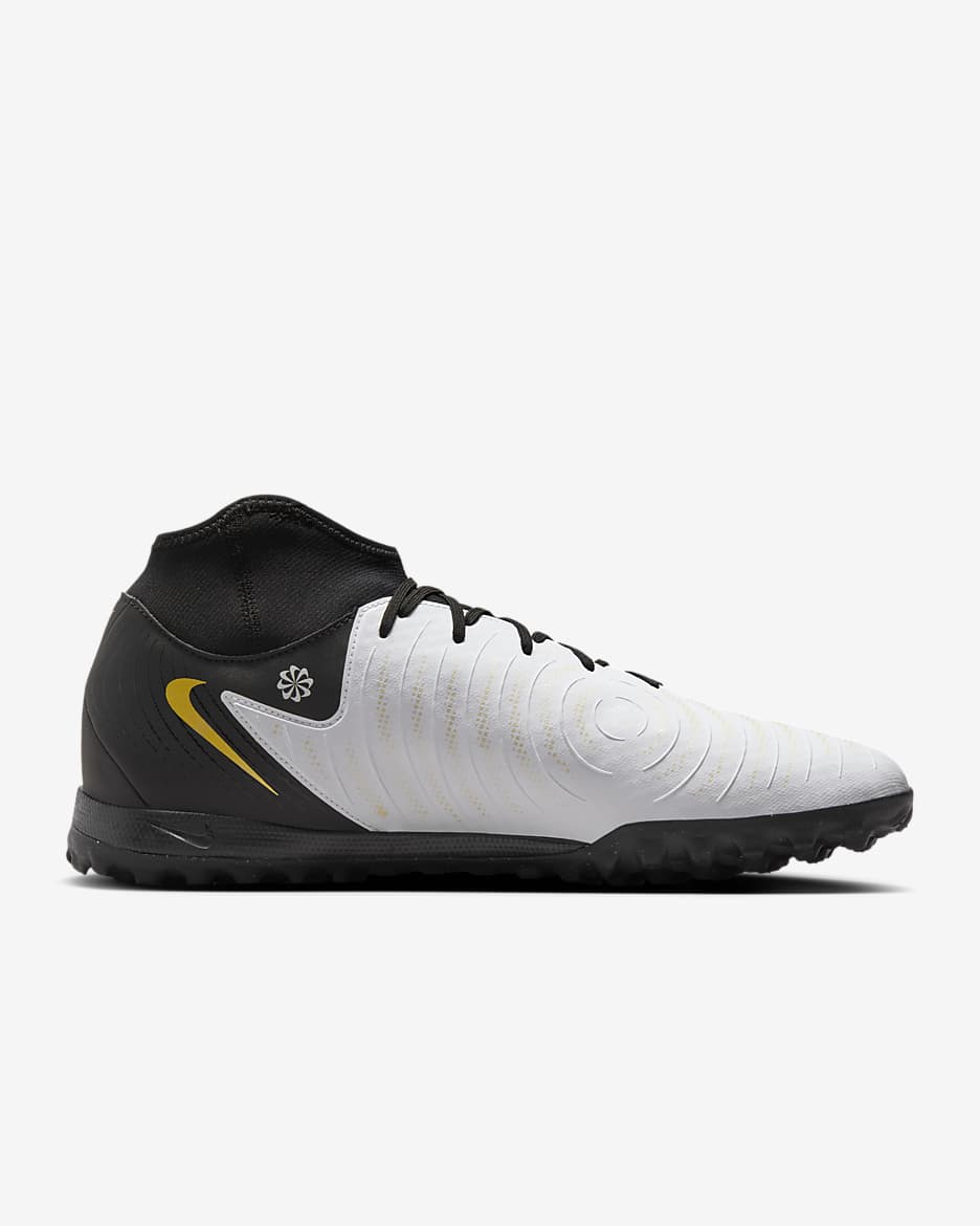 Nike Phantom Luna 2 Academy TF High-Top Soccer Shoes - White/Metallic Gold Coin/Black