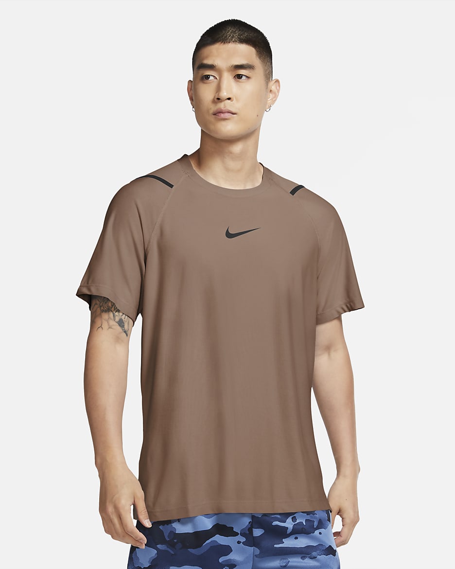 Nike Pro Men's Short-Sleeve Top - Desert Dust/Heather/Black