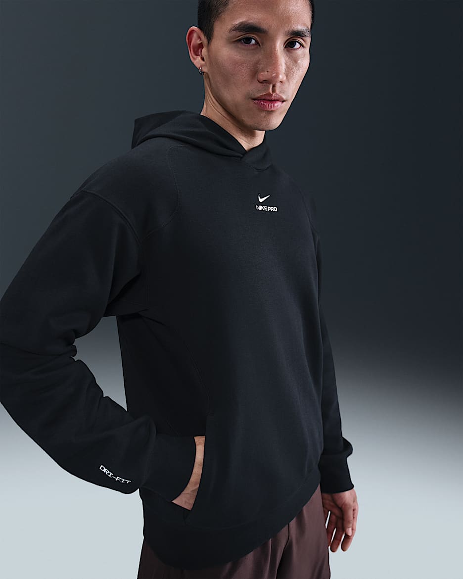 Nike Pro Men's Dri-FIT Mid Layer Training Hoodie - Black/White