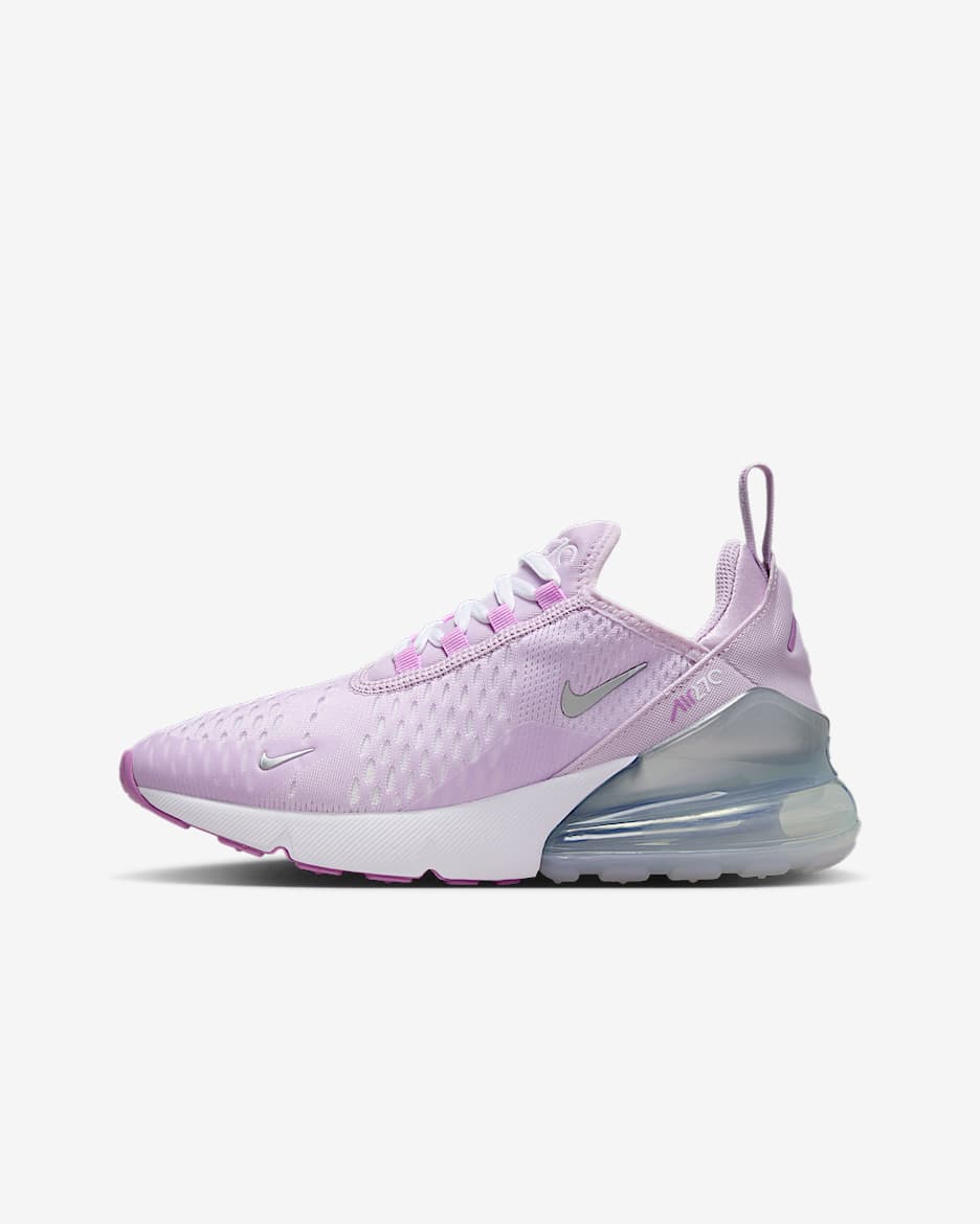 Tenis para niños grandes Nike Air Max 270 - Muñeca/Fucsia enérgico/Blanco/Plata metalizado