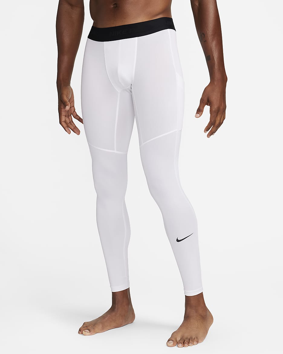 Nike Pro Men's Dri-FIT Fitness Tights - White/Black