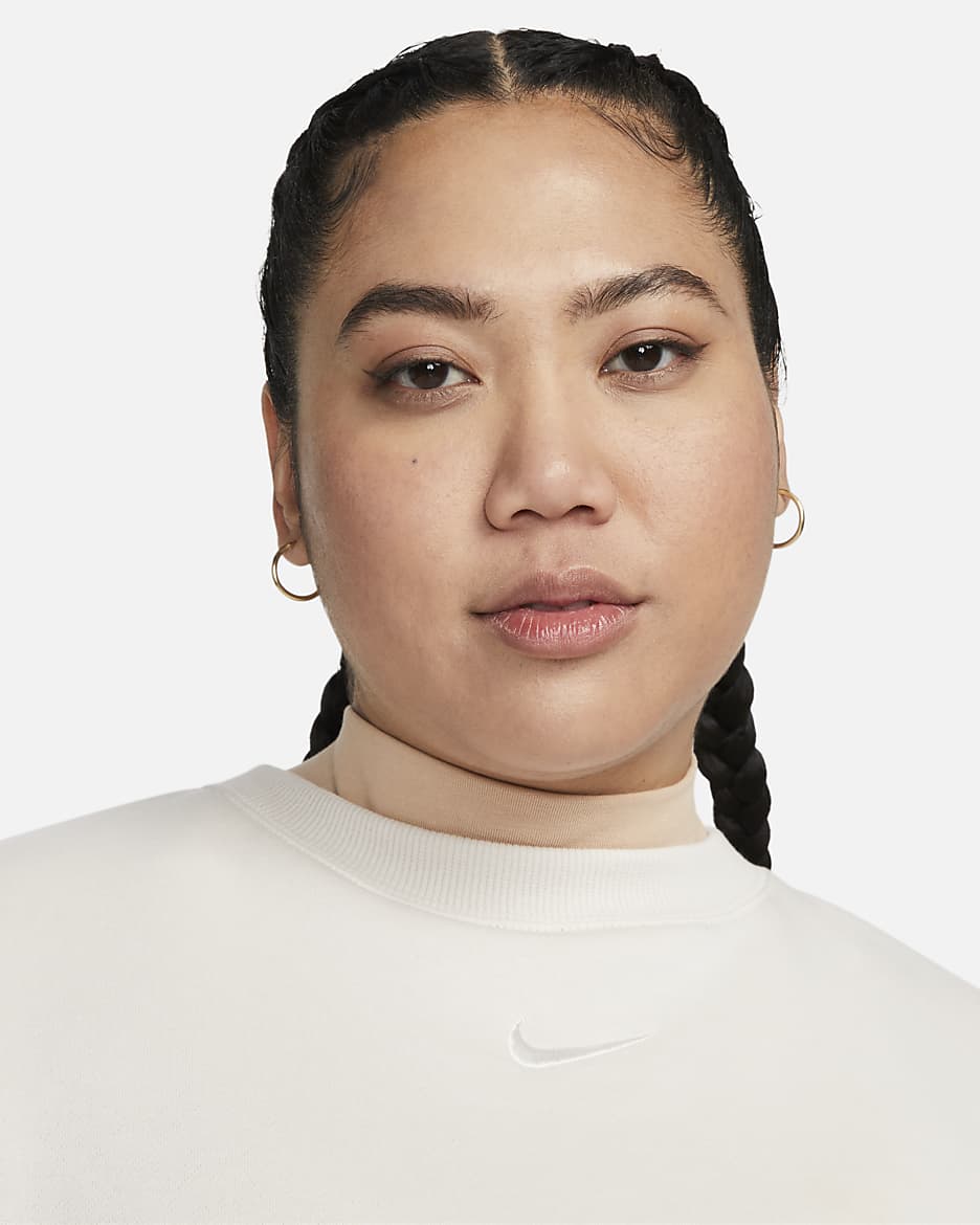 Nike Sportswear Phoenix Fleece Women's Oversized Crew-Neck Sweatshirt (Plus Size) - Light Orewood Brown/Sail