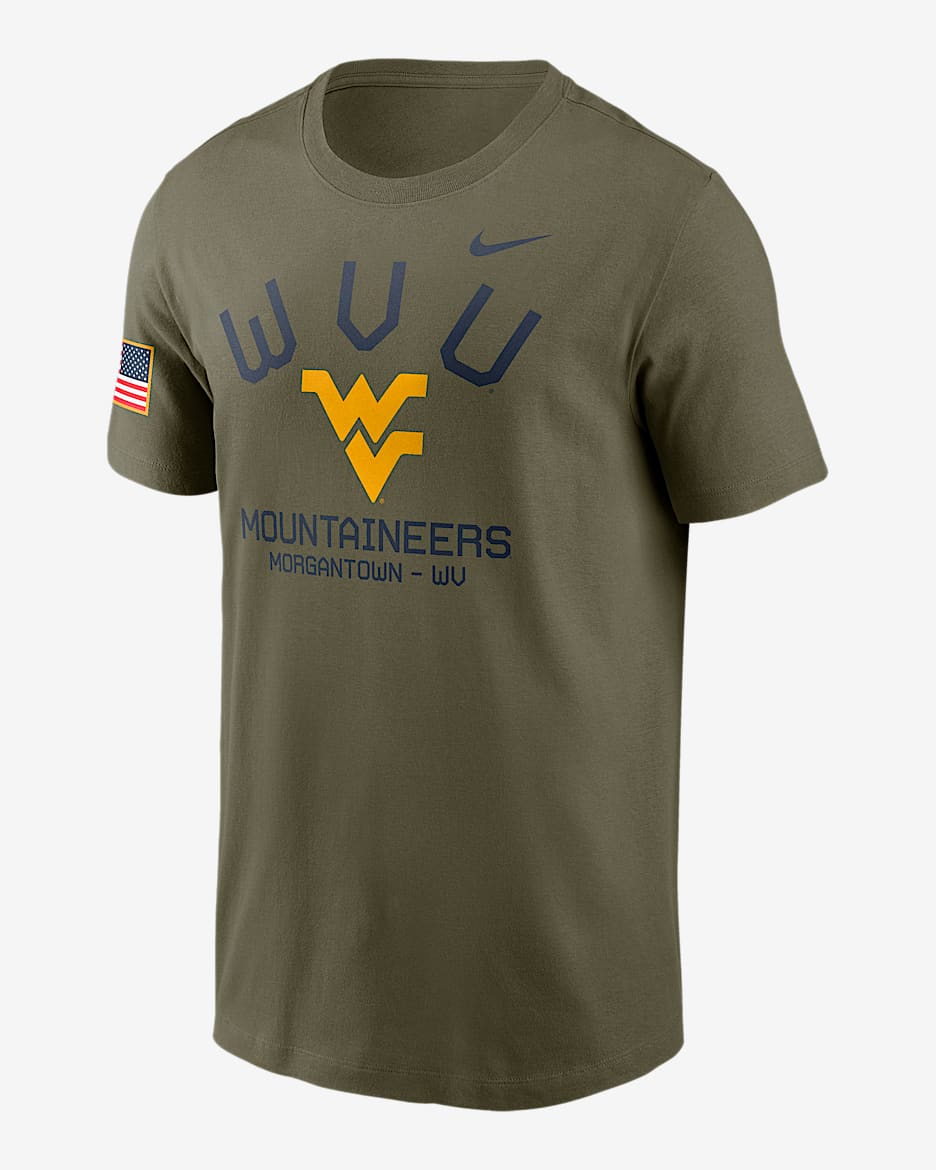 Playera universitaria Nike Dri-FIT para hombre West Virginia Mountaineers Military Appreciation Team Issue - Oliva