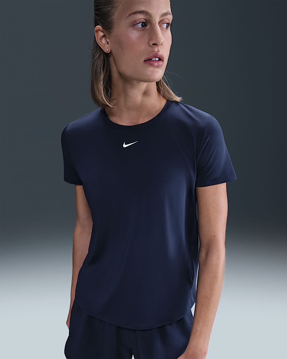 Nike One Classic Women's Dri-FIT Short-Sleeve Top - Midnight Navy/White