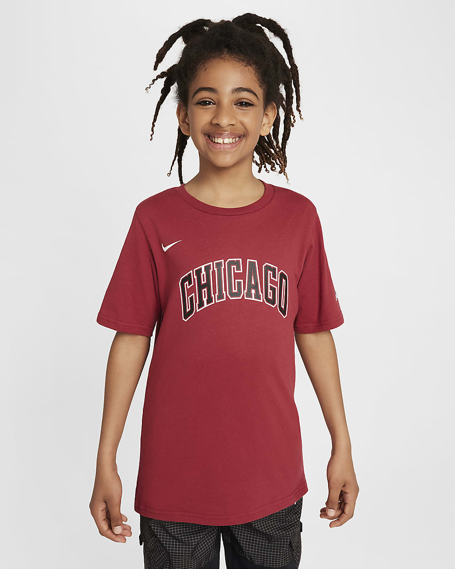 Chicago Bulls City Edition Older Kids' Nike NBA Logo T-Shirt - Team Crimson
