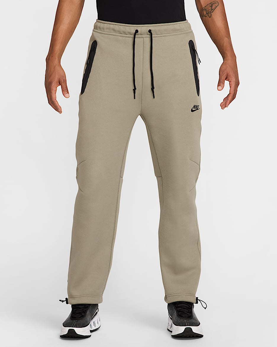 Pants de tejido Fleece con dobladillo abierto para hombre Nike Tech - Militar claro/Negro