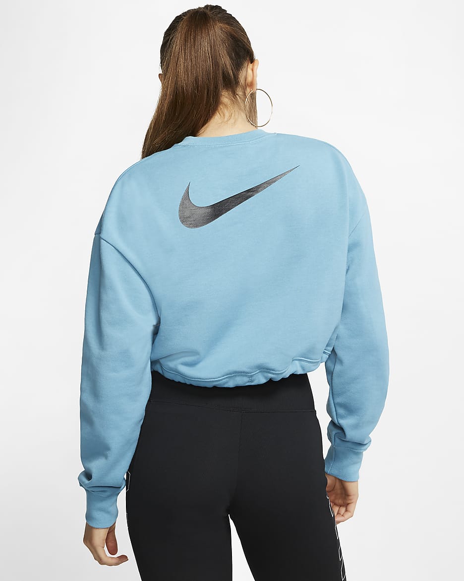 Nike Sportswear Swoosh Women's French Terry Crew - Cerulean/Black