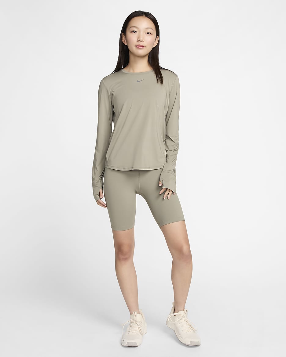 Haut à manches longues Dri-FIT Nike One Classic pour femme - Light Army/Noir