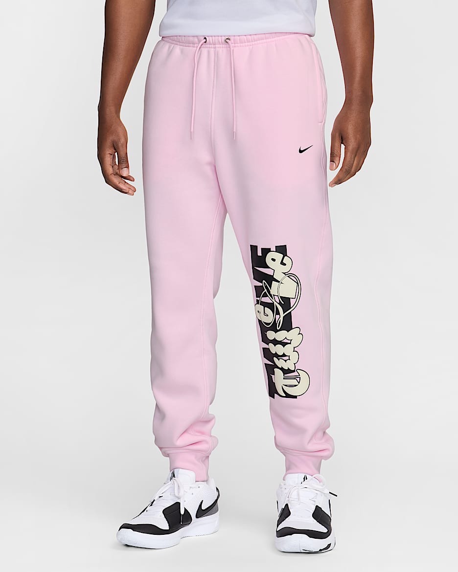 Joggers de básquetbol de tejido Fleece para hombre Ja - Espuma rosa/Negro