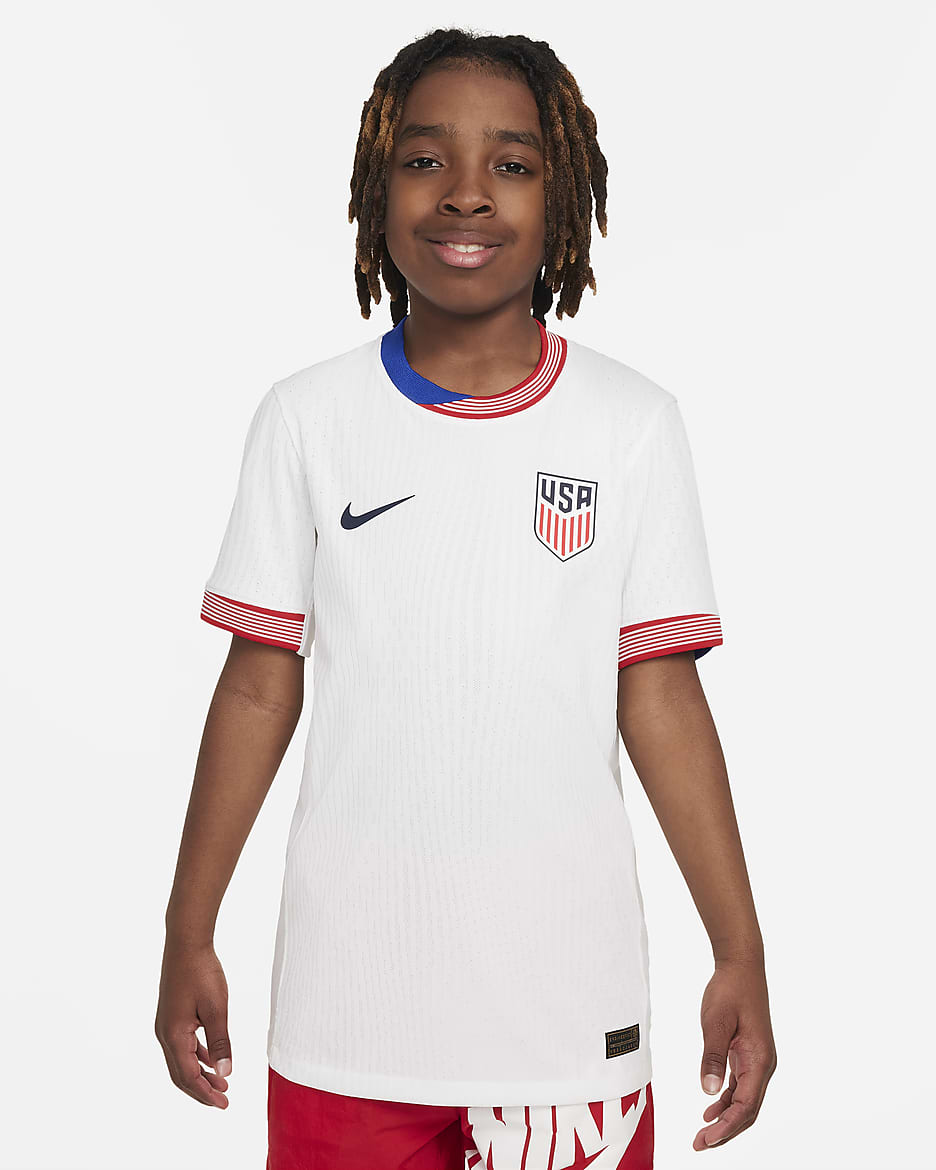 USMNT 2024 Match Home Big Kids' Nike Dri-FIT ADV Soccer Authentic Jersey - White/White/Obsidian