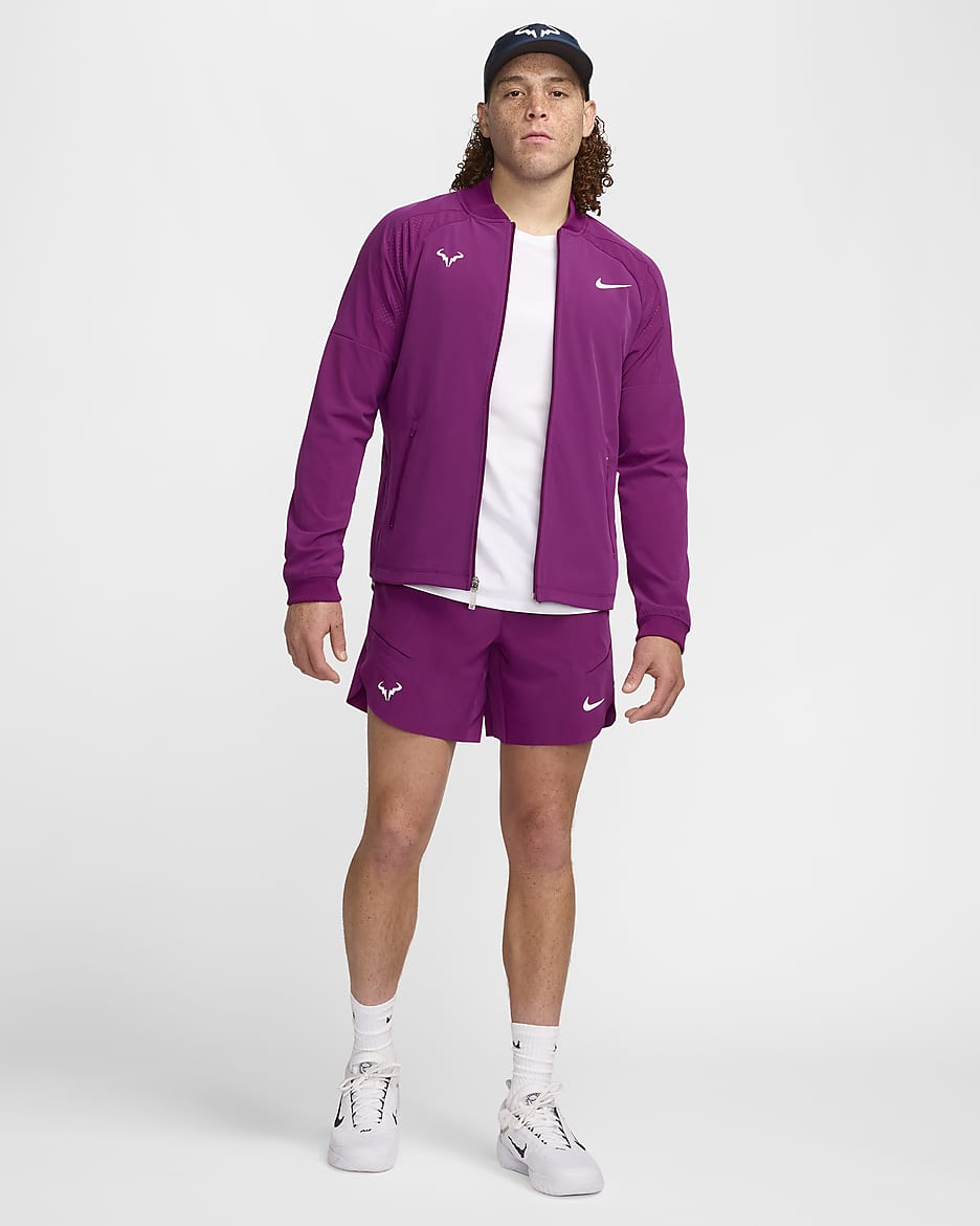 Chamarra de tenis para hombre Nike Dri-FIT Rafa - Sangría/Blanco