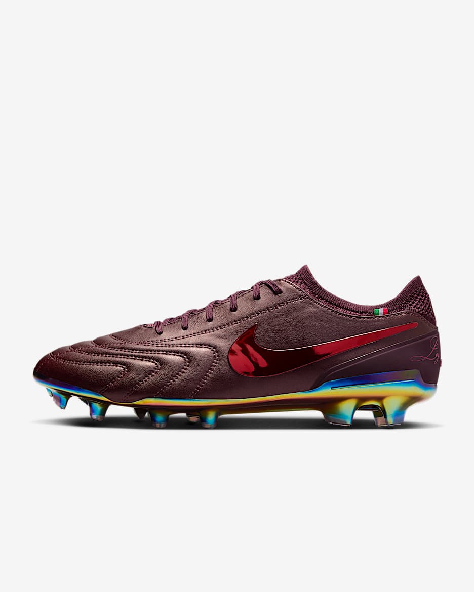 Nike Tiempo Legend 10 Elite LUXE FG Low-Top Football Boot - Port Wine/Bright Crimson