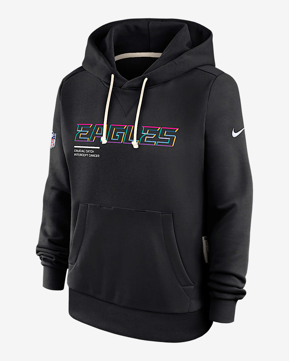 Philadelphia Eagles Crucial Catch Women's Nike Dri-FIT NFL Pullover Hoodie - Black