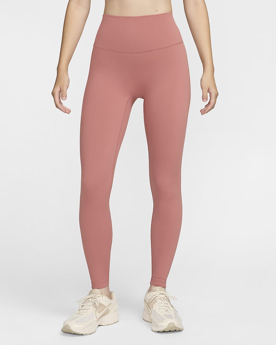 เลกกิ้งขายาวเอวสูงผู้หญิง Nike One Seamless Front - Canyon Pink/ดำ